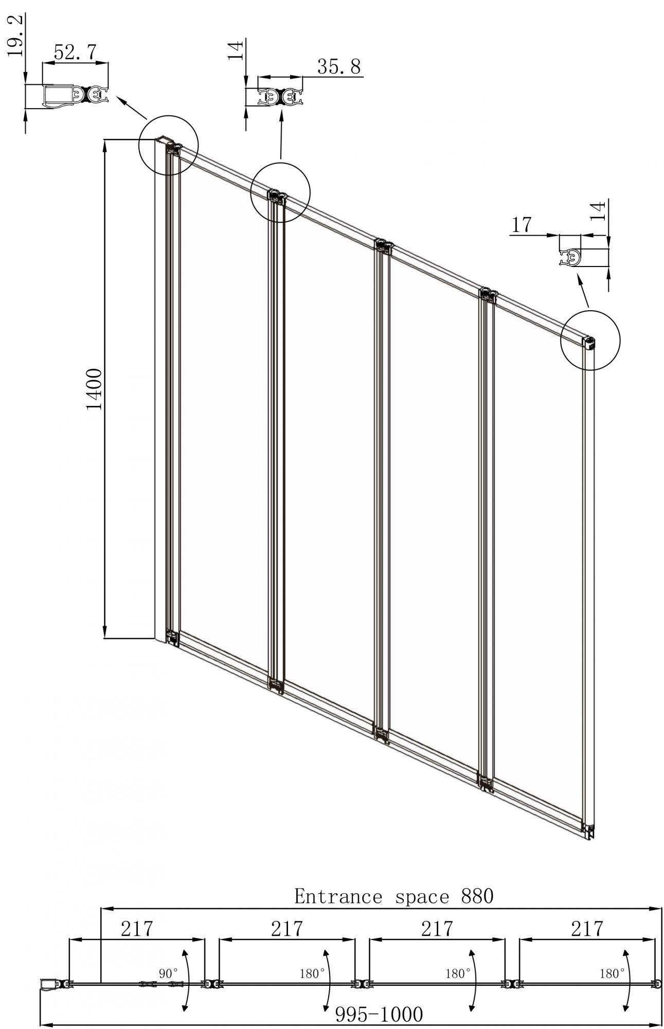 душевая шторка ambassador bath screens 16041111l 100