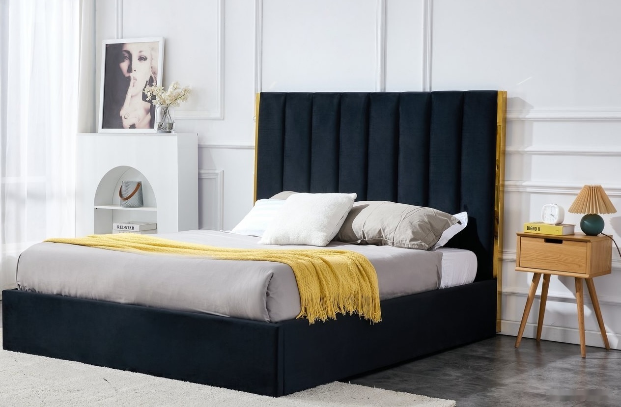 кровать halmar palazzo 160x200 (черный/золотой)