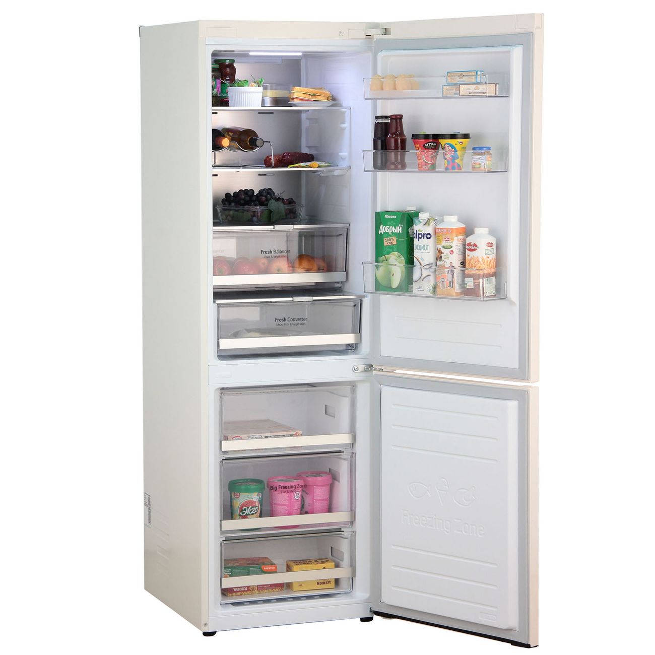 холодильник с морозильником lg gc-b459seum