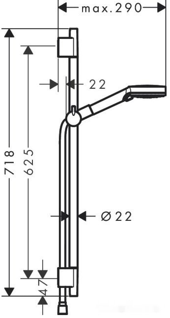 душевой гарнитур hansgrohe vernis blend 26422670 (черный матовый)