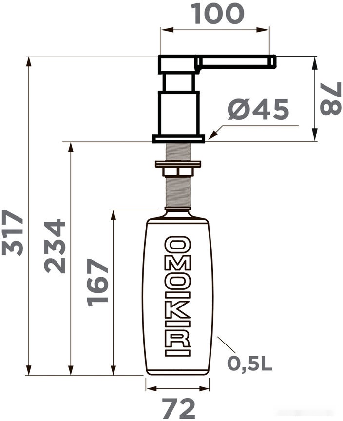дозатор для жидкого мыла omoikiri om-04 lg (светлое золото)