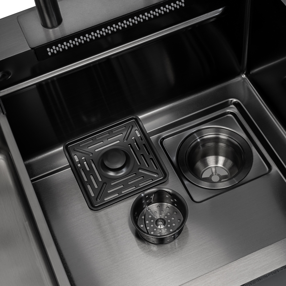 кухонная мойка arfeka eco ar 750*450 black pvd nano (ут-00003557)