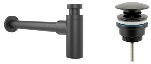 сифон wellsee drainage system 182105003 (сифон, донный клапан, матовый черный)