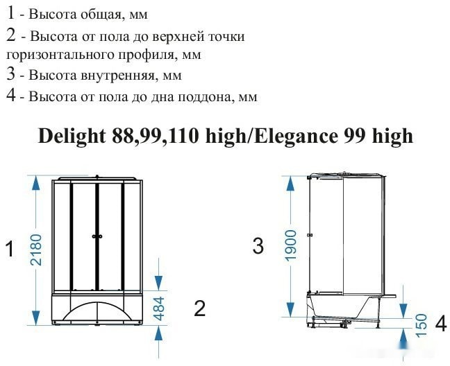душевая кабина domani-spa delight 88 high 80x80 (тонированное стекло/черный)