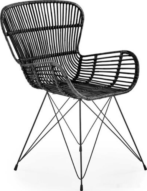 стул с подлокотниками halmar k335 (ротанг черный/черный)