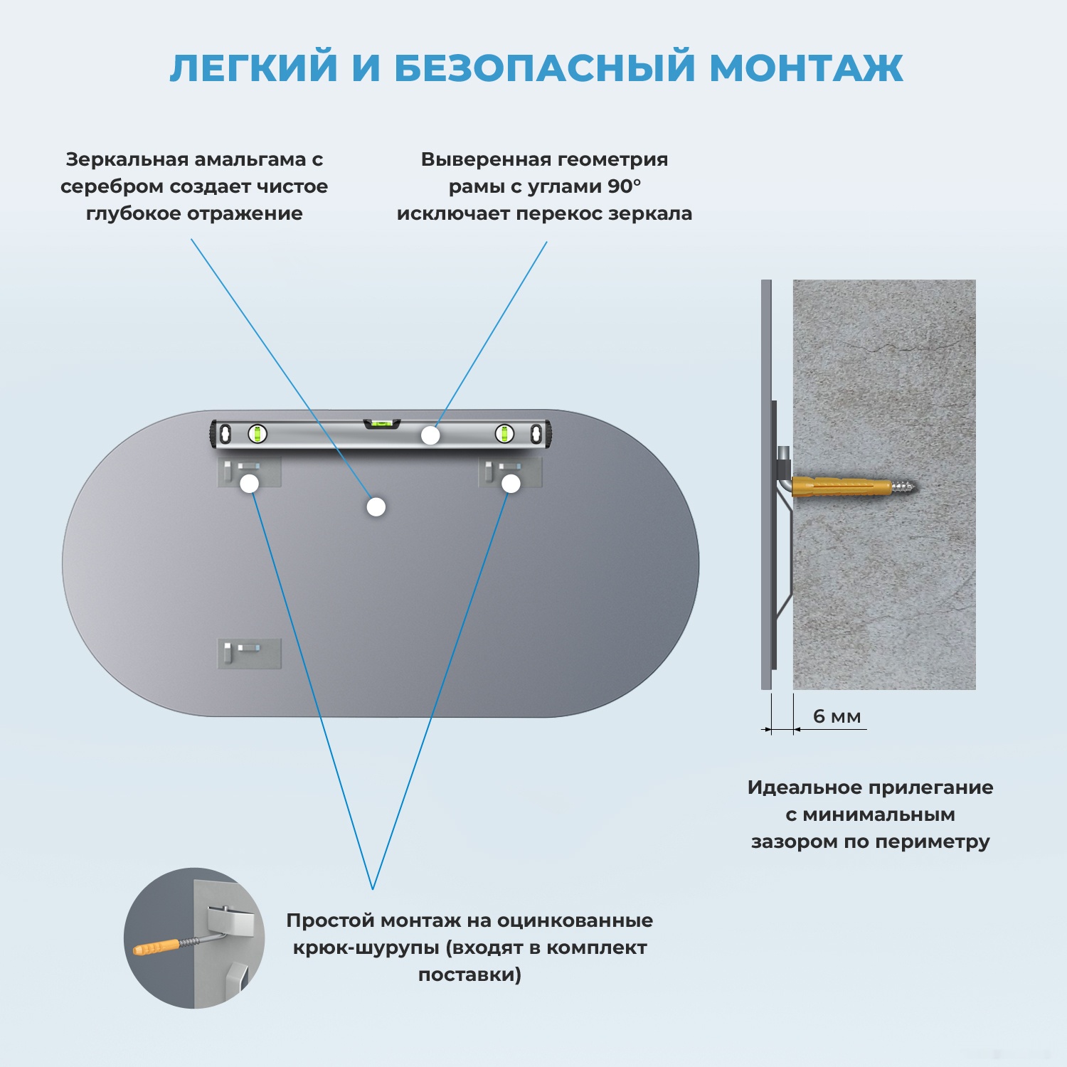 зеркало wellsee зеркало 7 rays' spectrum 172201820, 90 x 45 см