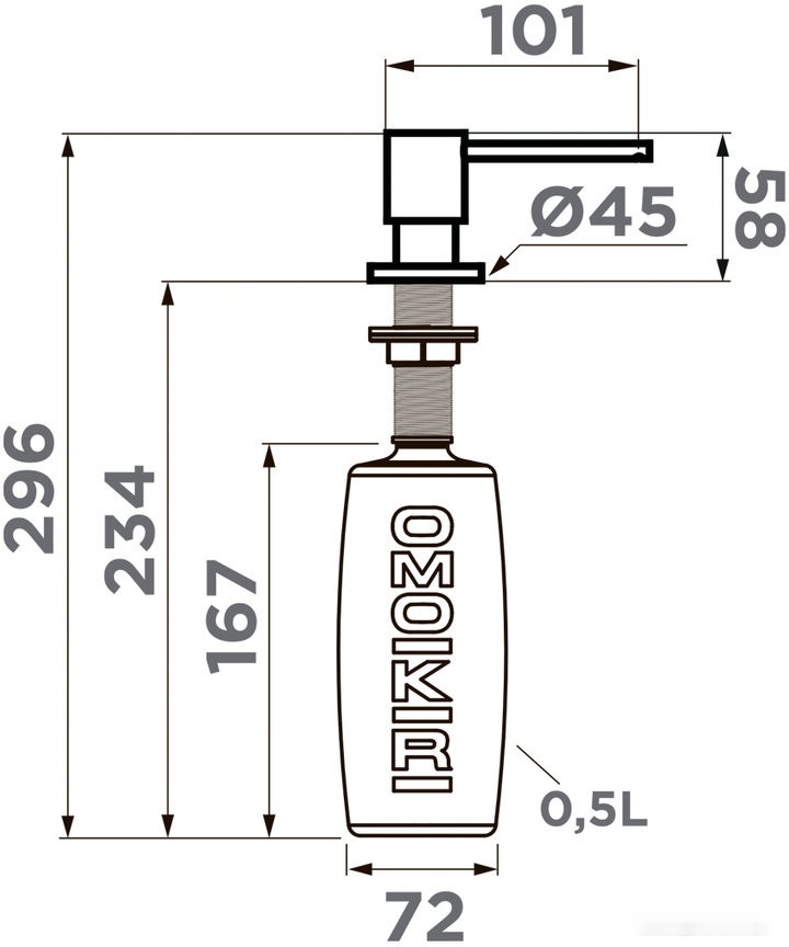 дозатор для жидкого мыла omoikiri om-03 gm (вороненая сталь)