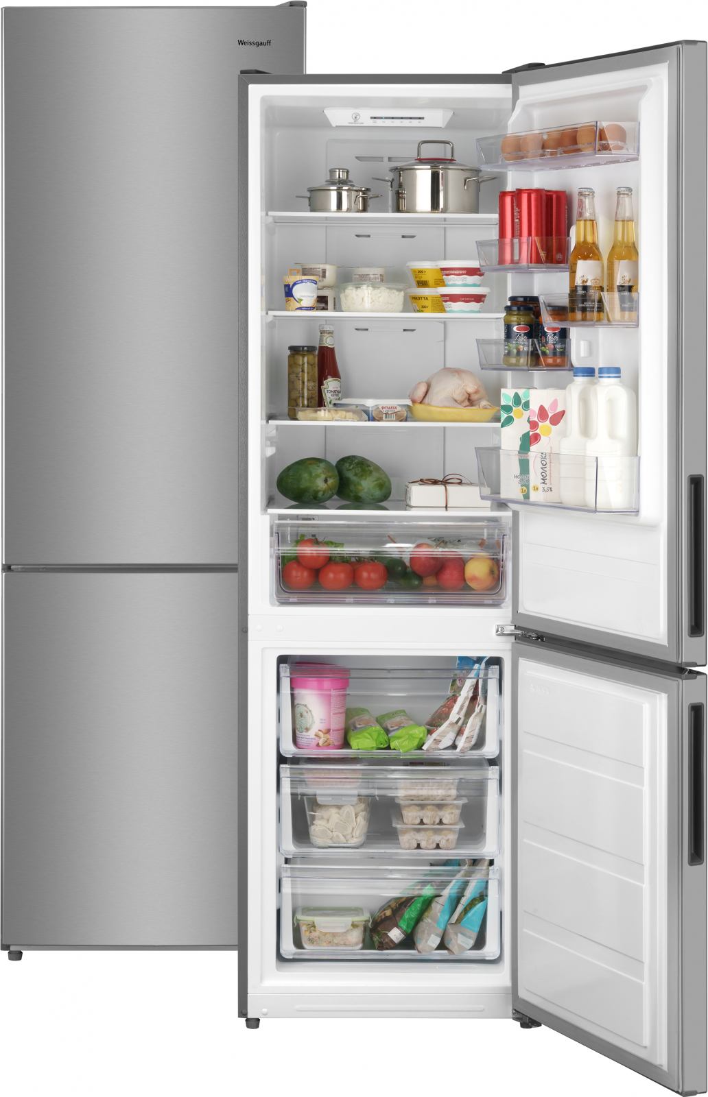 холодильник с нижней морозильной камерой weissgauff wrk 190 x full nofrost