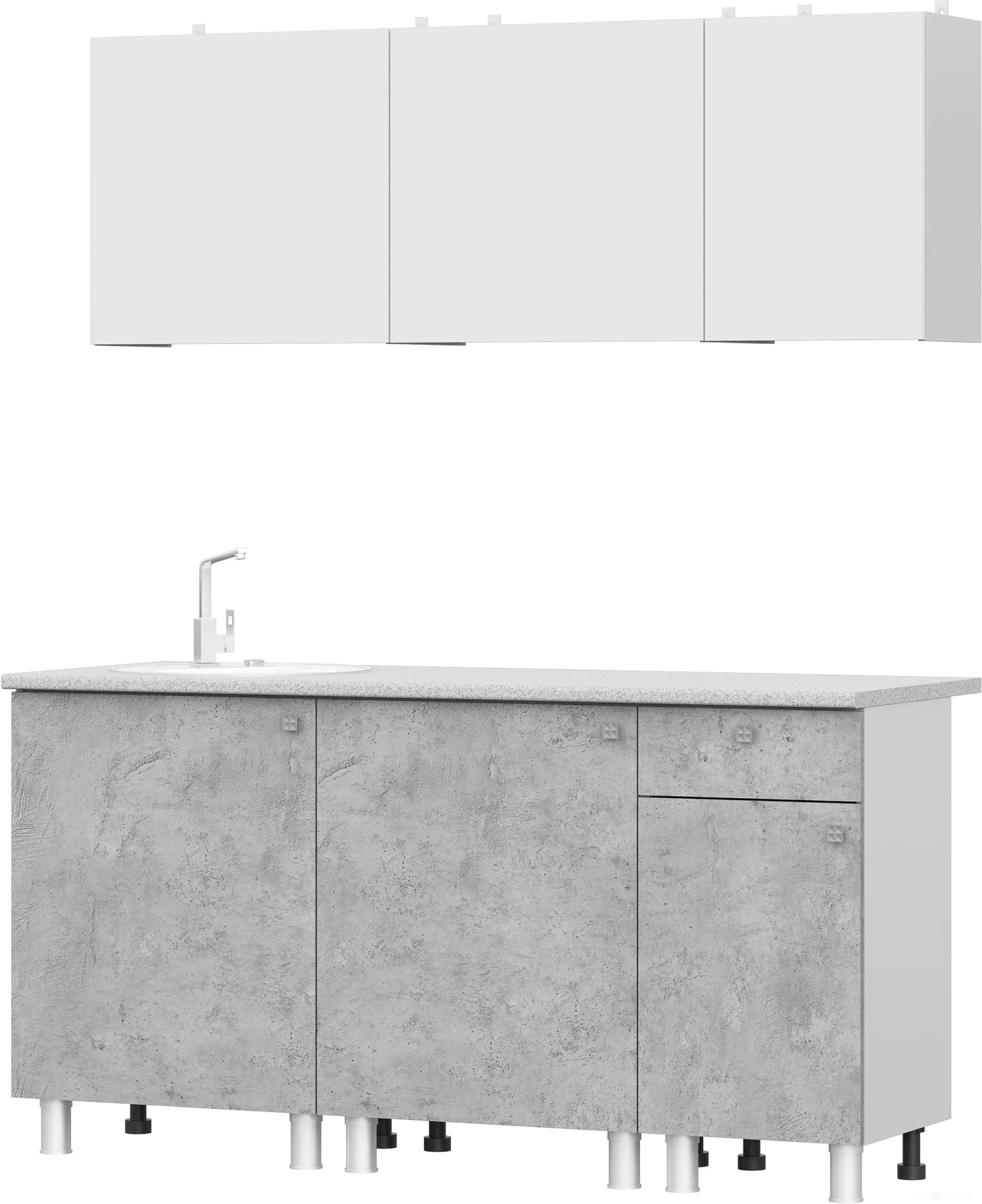 готовая кухня nn мебель кг-1 1600 (белый/белый/цемент светлый/антарес)
