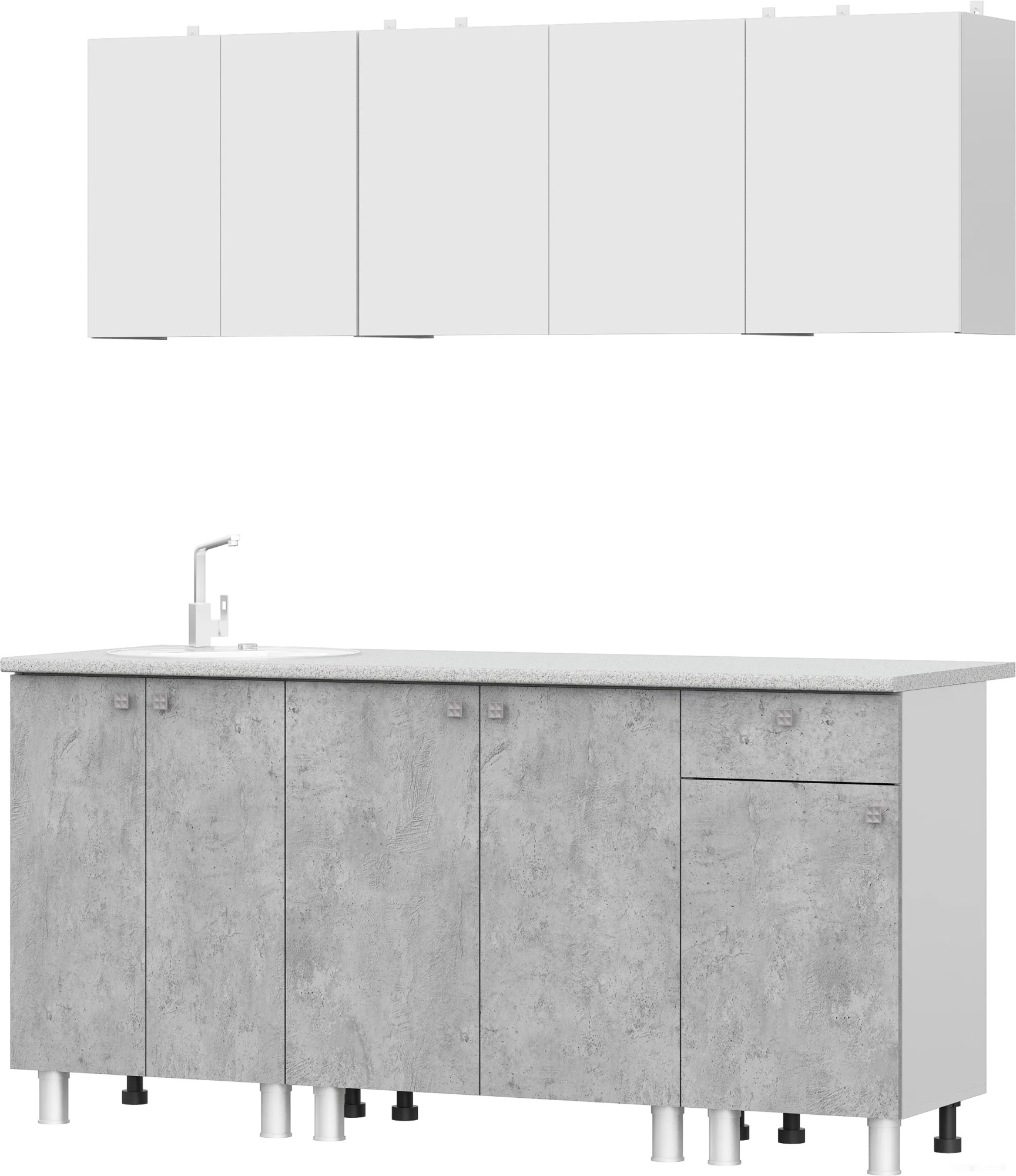 готовая кухня nn мебель кг-1 1800 (белый/белый/цемент светлый/антарес)