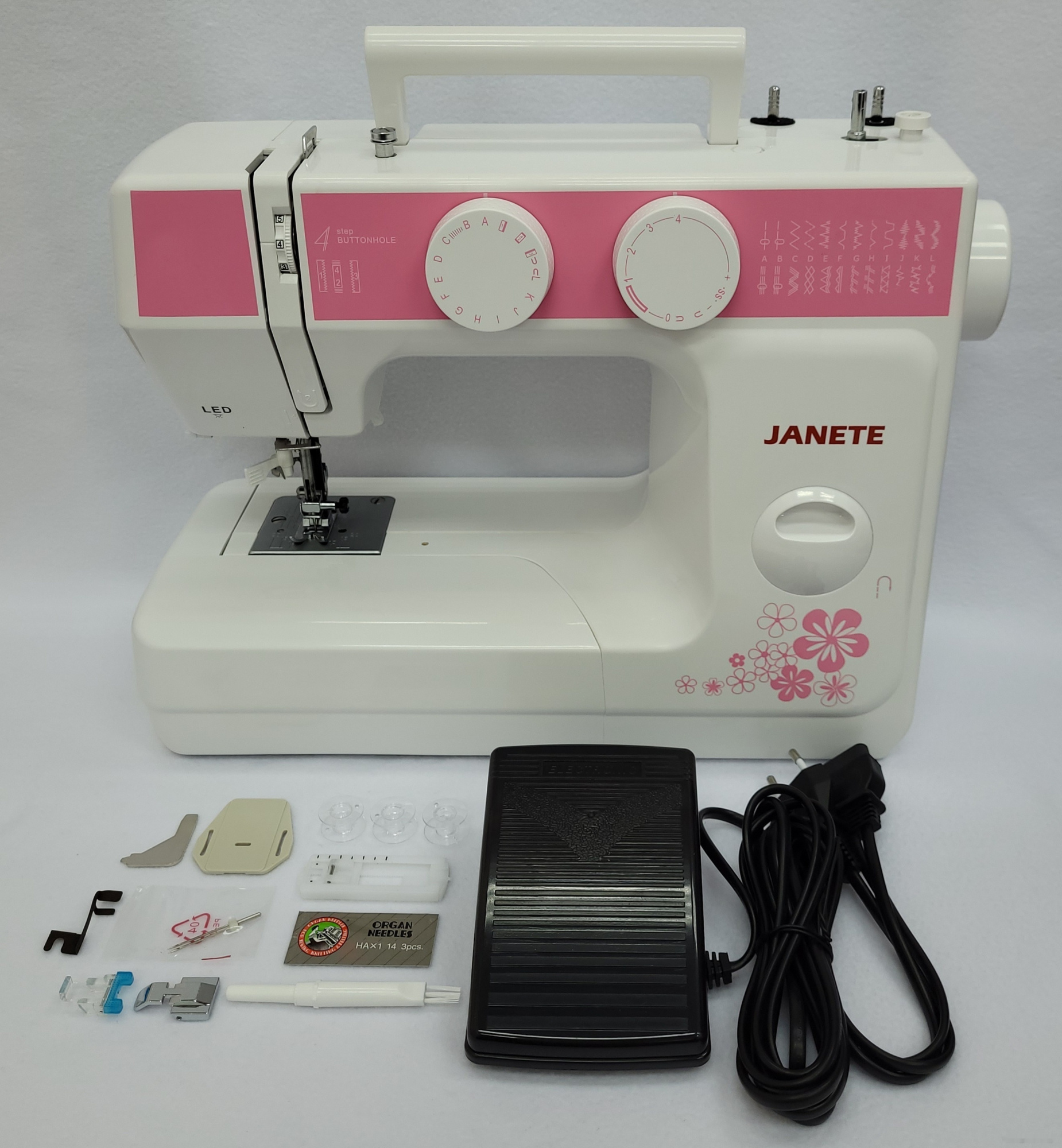 электромеханическая швейная машина janete 989 (розовая)