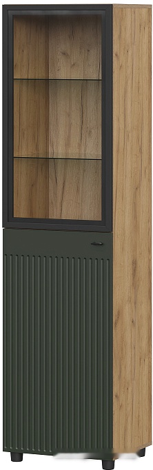 шкаф-витрина sv-мебель милан 00-00107345 (дуб золотой/черный/олива софт)