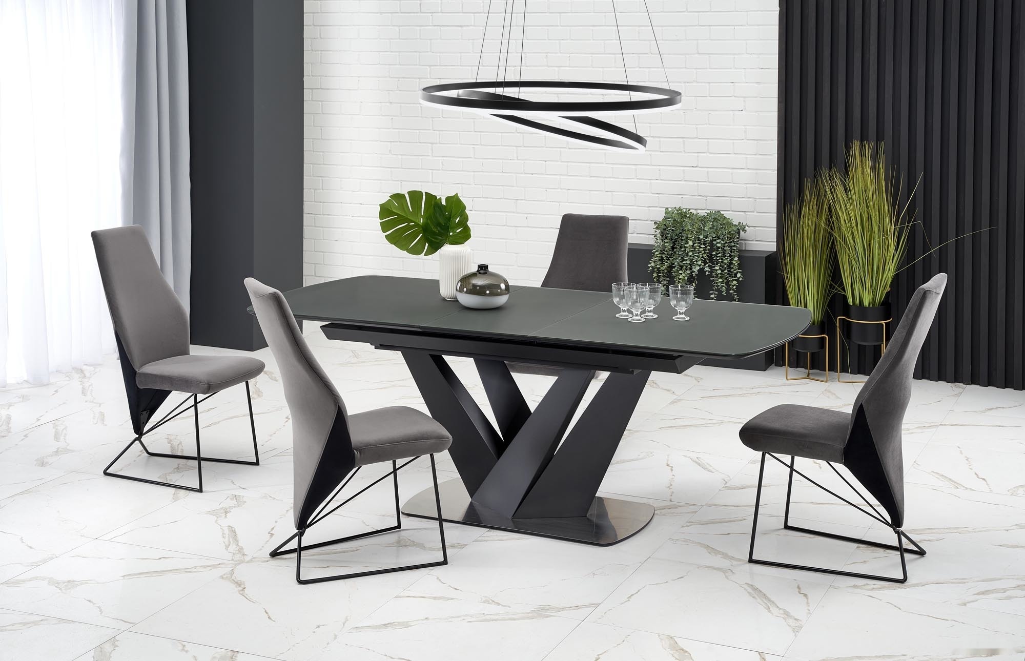 кухонный стол halmar patrizio 160 (темно-серый/черный) (v-ch-patrizio-st)