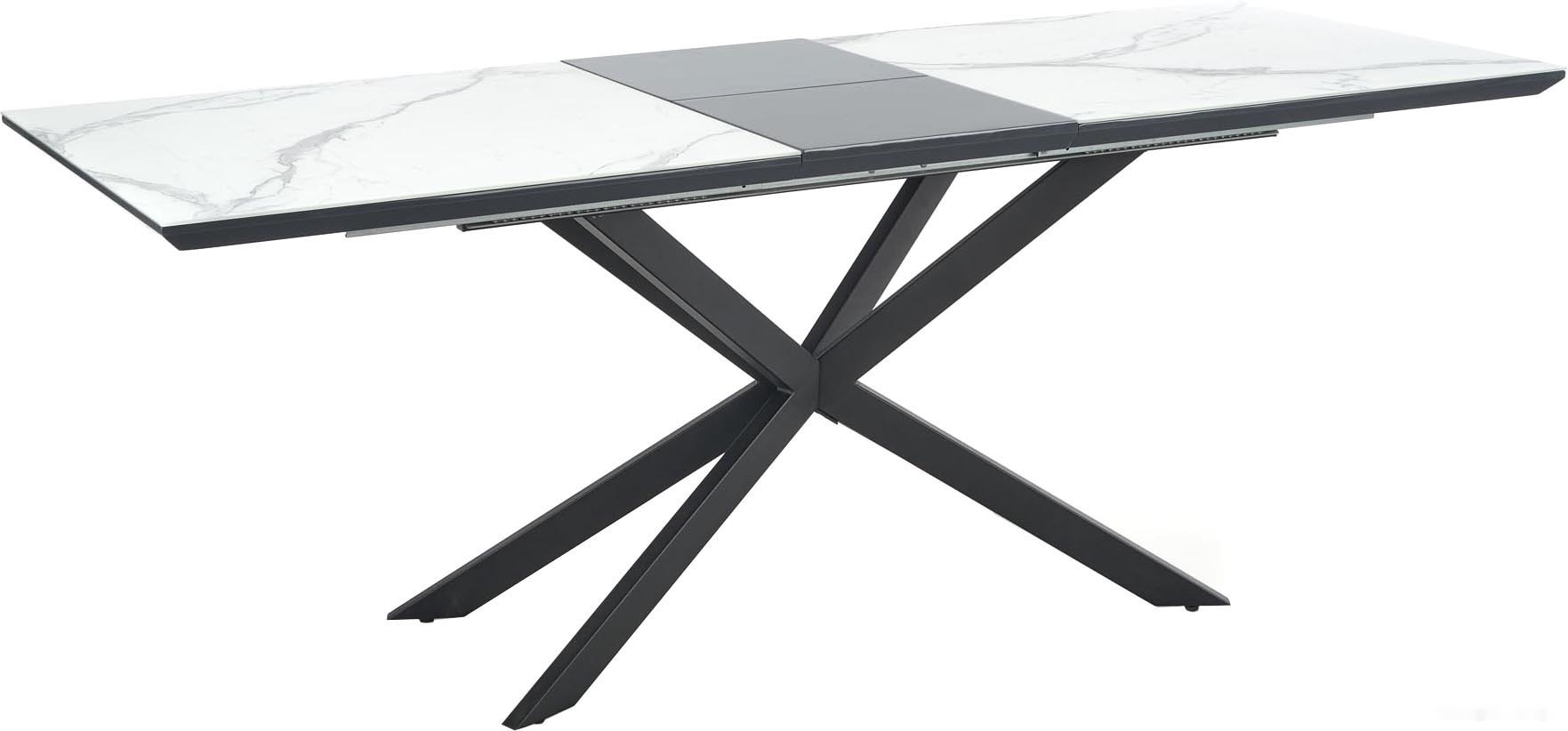 кухонный стол halmar diesel 160-200/90 (белый мрамор/темно-серый/черный) (v-ch-diesel-st)
