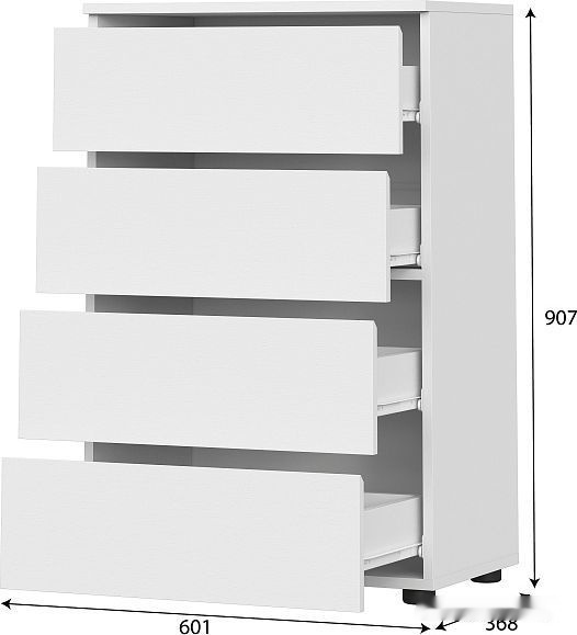 комод nn мебель токио 4 ящика 00-00106109 (белый текстурный)