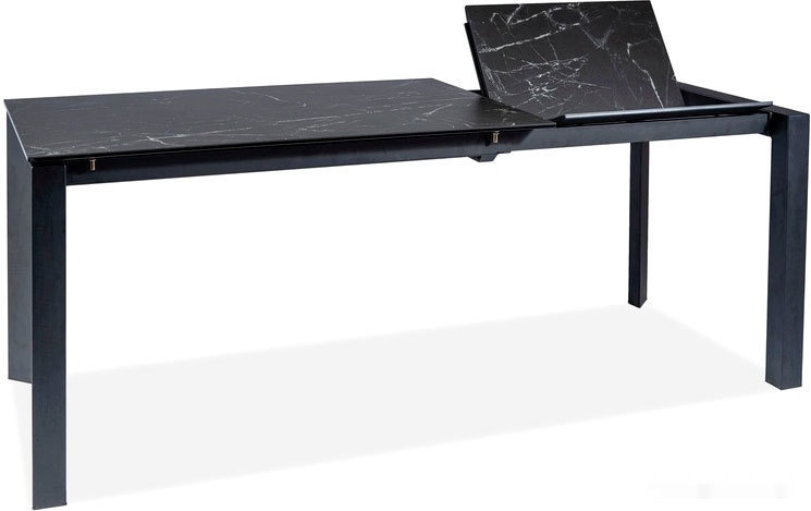кухонный стол signal metropol cerammic 120/180x80 (черный мрамор/черный) (metropolcc120)